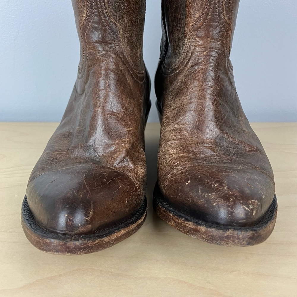 Lucchese Women’s Size 6.5 Brown Leather Western Ankle Booties Side Zip USA - Picture 5 of 13